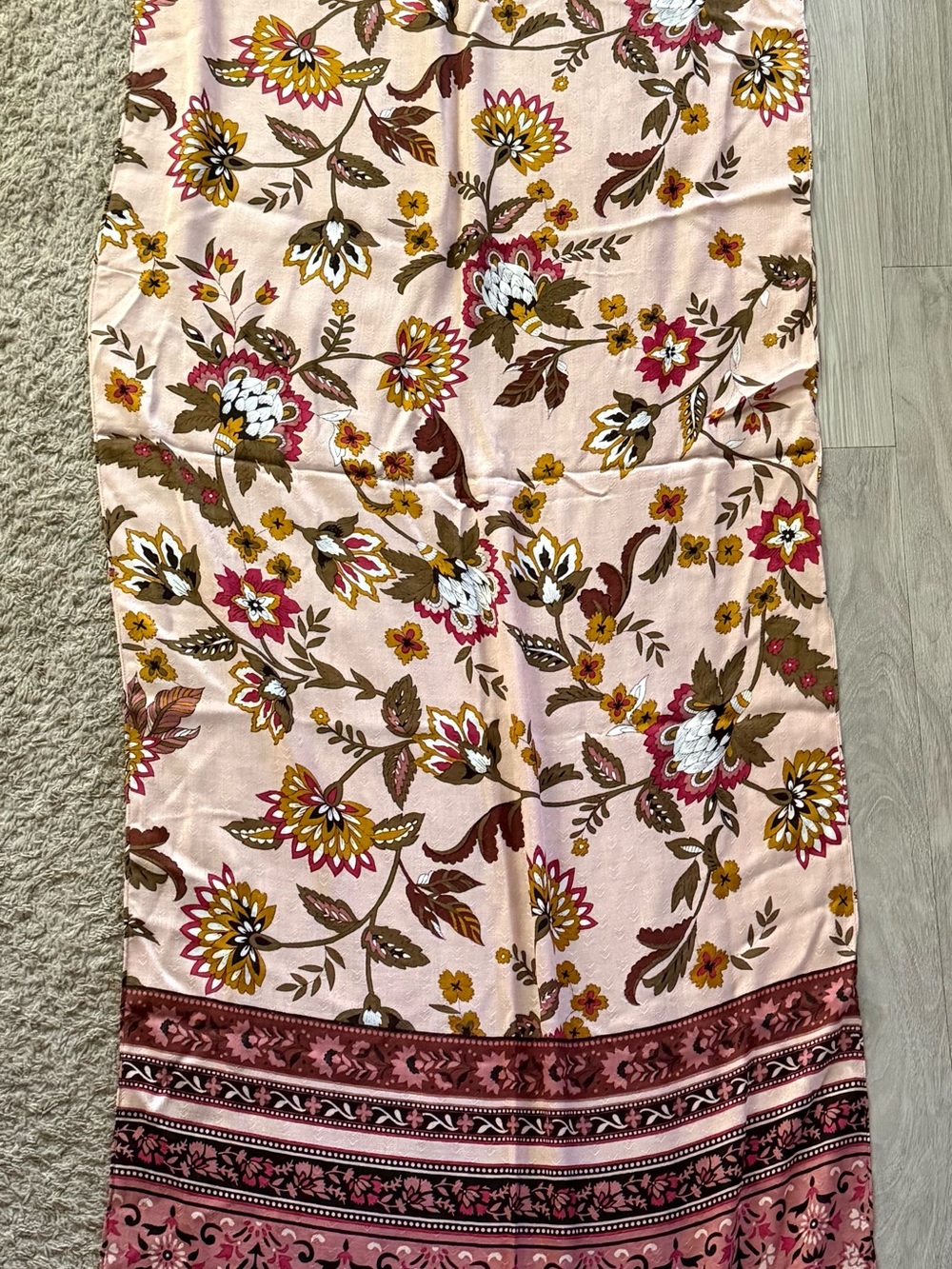 J. Jill Pink Floral Lightweight Scarf with Border Print - Picture 2 of 2
